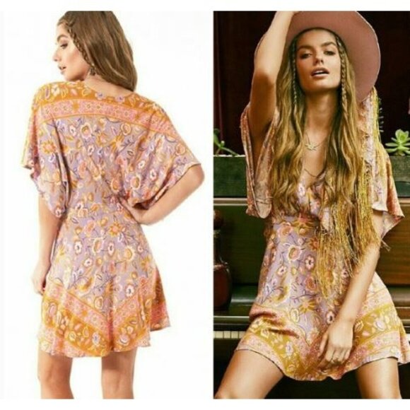 Spell Floral Dress in Purple and Orange - Picture 1 of 11